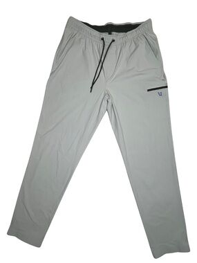 Vuori Men’s Performance Pants Large Light Gray Stretch Zip Pockets Snap Hem